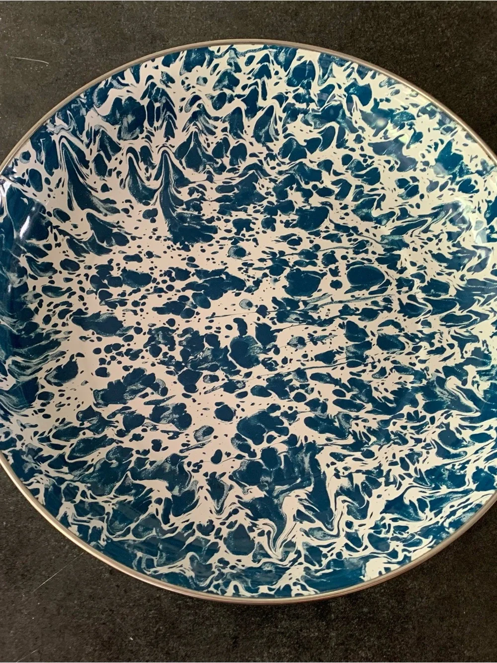 Golden Rabbit Blue Spatter Pasta Plates